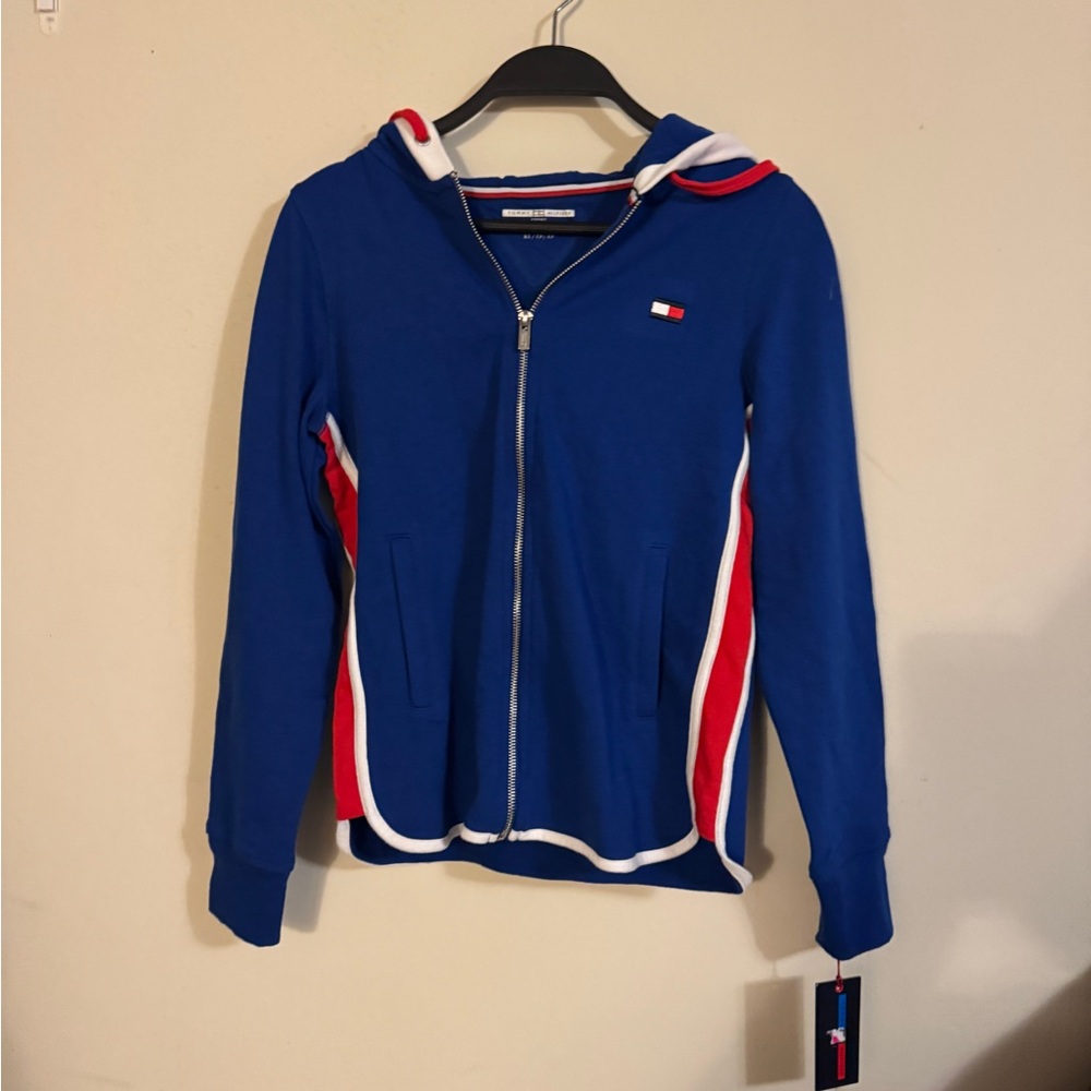 Tommy Hilfiger Blue Zip-Up Jacket with Red and White Accents